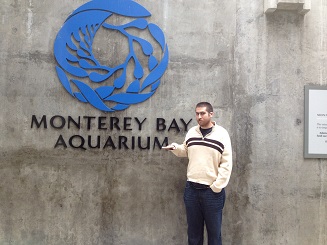 My son  at the Monterey Bay Aquarium